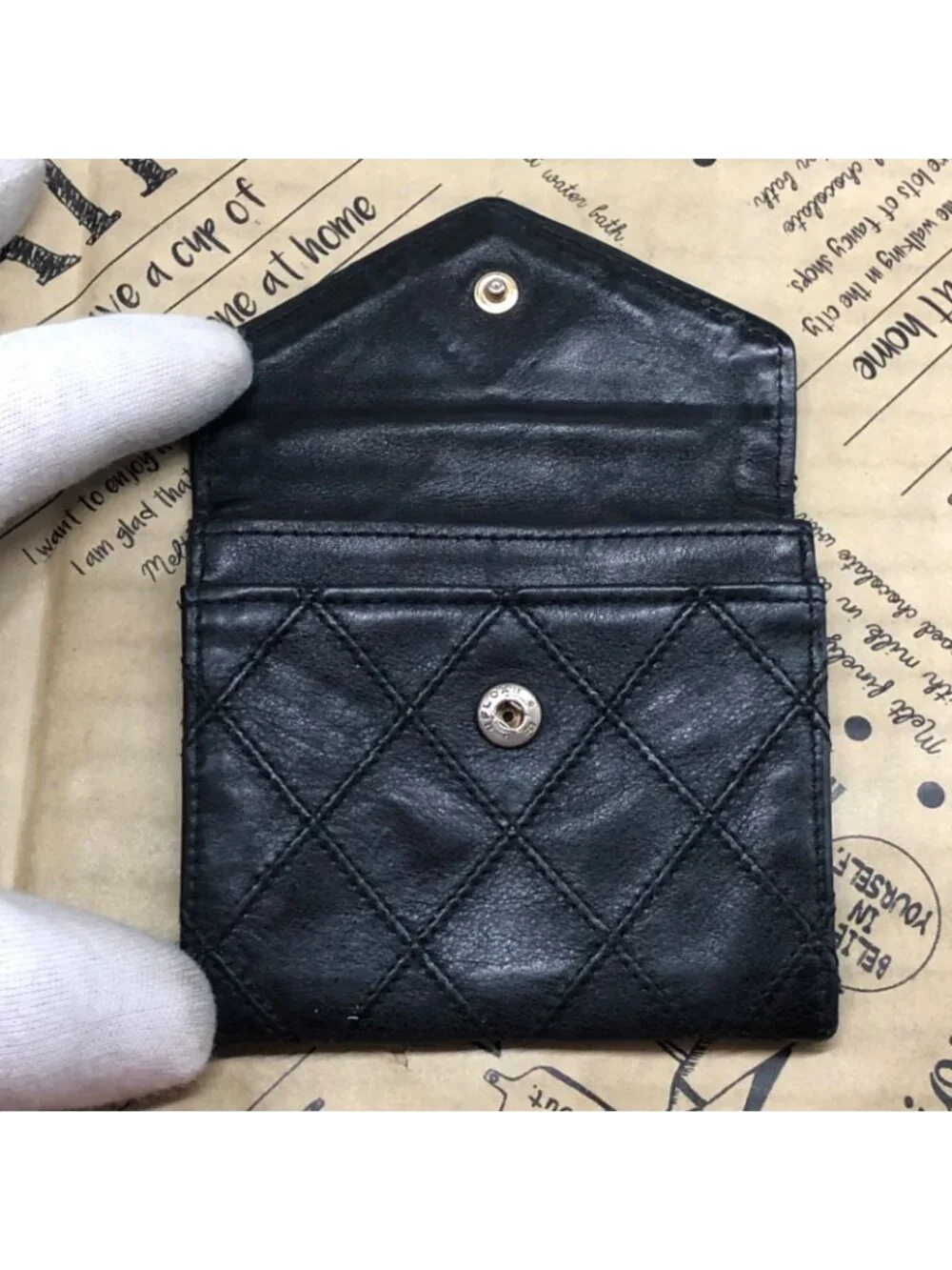 Chanel Coin Purse Wallet Card Caviar Leather Black CC Logo